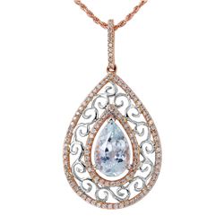 14KT Gold Aquamarine & Diamond Necklace -# 1490