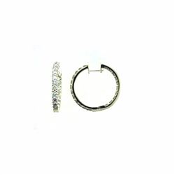 14KT Yellow Gold Ladies Diamond Hoop Earrings -# 10474