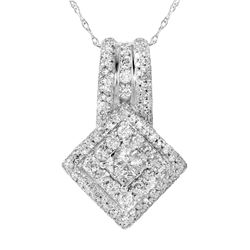 Diamond 14KT White Gold Pendant & Chain -# 2118