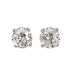 14KT White Gold Diamond Stud Earrings -# 1648