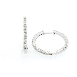 14KT White Gold Ladies Diamond Hoop Earrings -# 9177