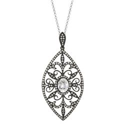 14KT White Gold Gemstone Pendant With Chain -# 6238-1