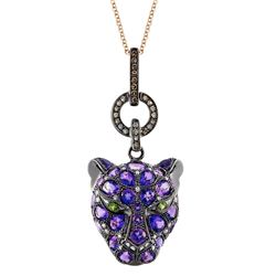 14KT Rose Gold Gemstone Pendant With Chain -# 6357-1