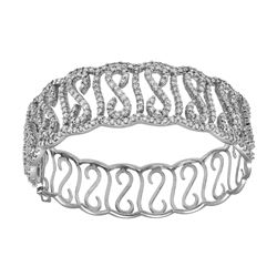 18KT White Gold Diamond Bangle Bracelet -# 6474-1
