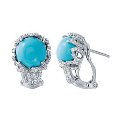 14KT White Gold Ladies Diamond and Gemstone Earrings -# 9259