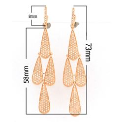 18KT Rose Gold Ladies Diamond Earrings -# 10405