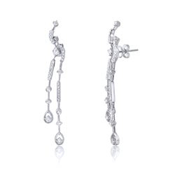 14KT White Gold Diamond Dangle Earrings  -# 6546