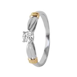 14KT Two Tone Gold Diamond Solitaire Ring -# 6652