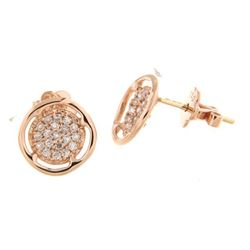 18KT Rose Gold Ladies Diamond Earrings -# 8903