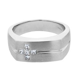 14KT White Gold Mens Diamond Ring -# 9600