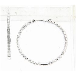 14KT White Gold Ladies Diamond Hoop Earrings -# 10378