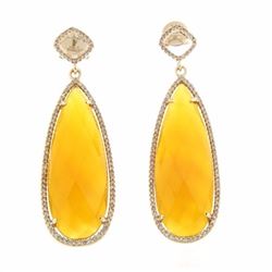 14KT Yellow Gold Ladies Diamond and Gemstone Earrings -# 9154