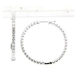 14KT White Gold Ladies Diamond Hoop Earrings -# 10263