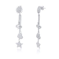 14KT White Gold Diamond Charm Earrings -# 6564-1