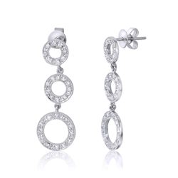 18KT White Gold Diamond Dangle Earrings  -# 6542-1