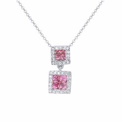 14KT White Gold Ladies Diamond and Gemstone Slider with Chain -# 8727