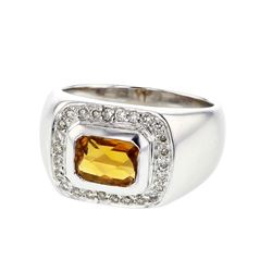 18KT White Gold Ladies Diamond and Gemstone Ring -# 9396