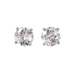 14KT White Gold Diamond Stud Earrings -# 1642