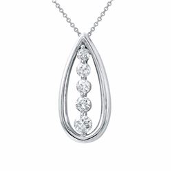14KT White Gold Ladies Diamond Slider with Chain -# 10002