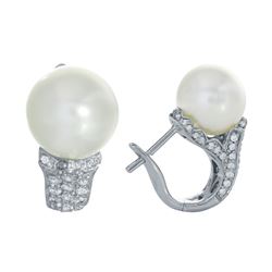 14KT White Gold Pearl Earrings  -# 6538-1