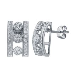 18KT White Gold Ladies Diamond Earrings -# 8826