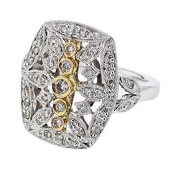 14KT Two Tone Gold  Ladies Diamond Ring -# 9325