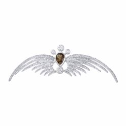 18KT White Gold Ladies Diamond and Gemstone Brooch -# 10336