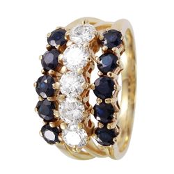 14KT Yellow Gold Sapphire & Diamond Ring -# 1135
