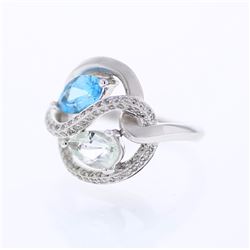18KT White Gold Ladies Diamond and Gemstone Fashion Ring -# 9016