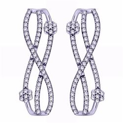 14KT White Gold Ladies Diamond Earrings -# 8624