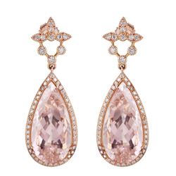 14KT Rose Gold Morganite & Diamond Earrings -# 924