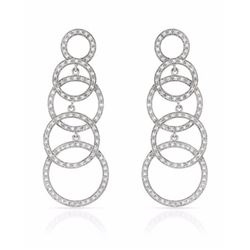 14KT White Gold Ladies Diamond Earrings -# 9696
