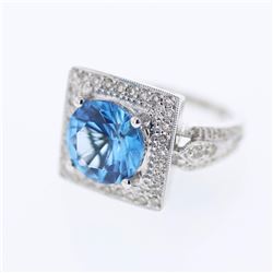 18KT White Gold Ladies Diamond and Gemstone Ring -# 9658