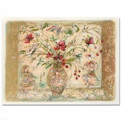 "Amy Rebecca's Floral Fantasy" LIMITED EDITION Lithograph by Edna Hibel (1917-2014), Numbered and Ha