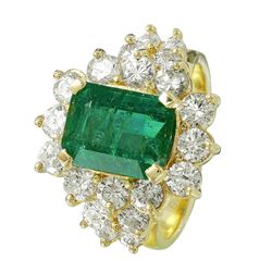 14KT Yellow Gold Emerald & Diamond Ring -# 1523