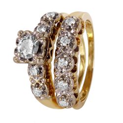14KT Yellow Gold Diamond Wedding Set -# 375