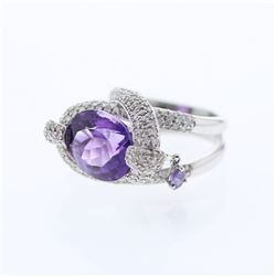 14KT White Gold Ladies Diamond and Gemstone Ring -# 10117