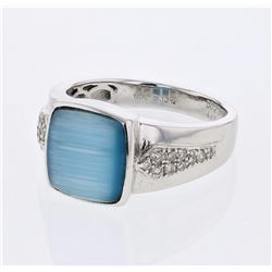 18KT White Gold Mens Diamond and Gemstone Men's Ring  -# 8922