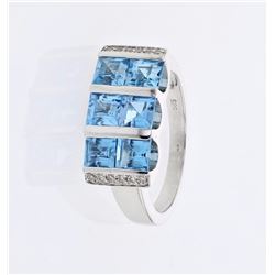 18KT White Gold Ladies Diamond and Gemstone Fashion Ring -# 8795