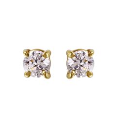 14KT Yellow Gold Diamond Stud Earrings -# 1597