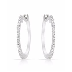14KT White Gold Ladies Diamond Hoop Earrings -# 8574