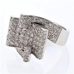 18KT White Gold Ladies Diamond Cocktail Ring -# 9731