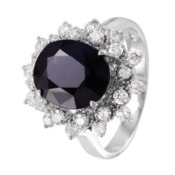 14KT White Gold Sapphire & Diamond Ring -# 1476