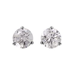 14KT White Gold Diamond Stud Earrings -# 1716