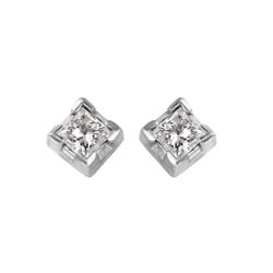 14KT White Gold Diamond Stud Earrings -# 1608