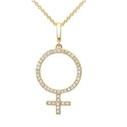 14KT Yellow Gold Diamond Pendant With Chain -# 7868