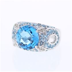 18KT White Gold Ladies Diamond and Gemstone Cocktail Ring -# 9615