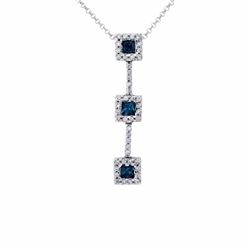 14KT White Gold Ladies Diamond and Gemstone Slider with Chain -# 8708