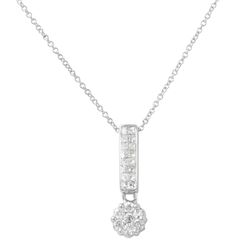 14KT White Gold Ladies Slider with Chain  -# 6722-1