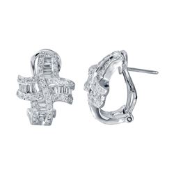 18KT White Gold Diamond Huggie Earrings -# 6574-1